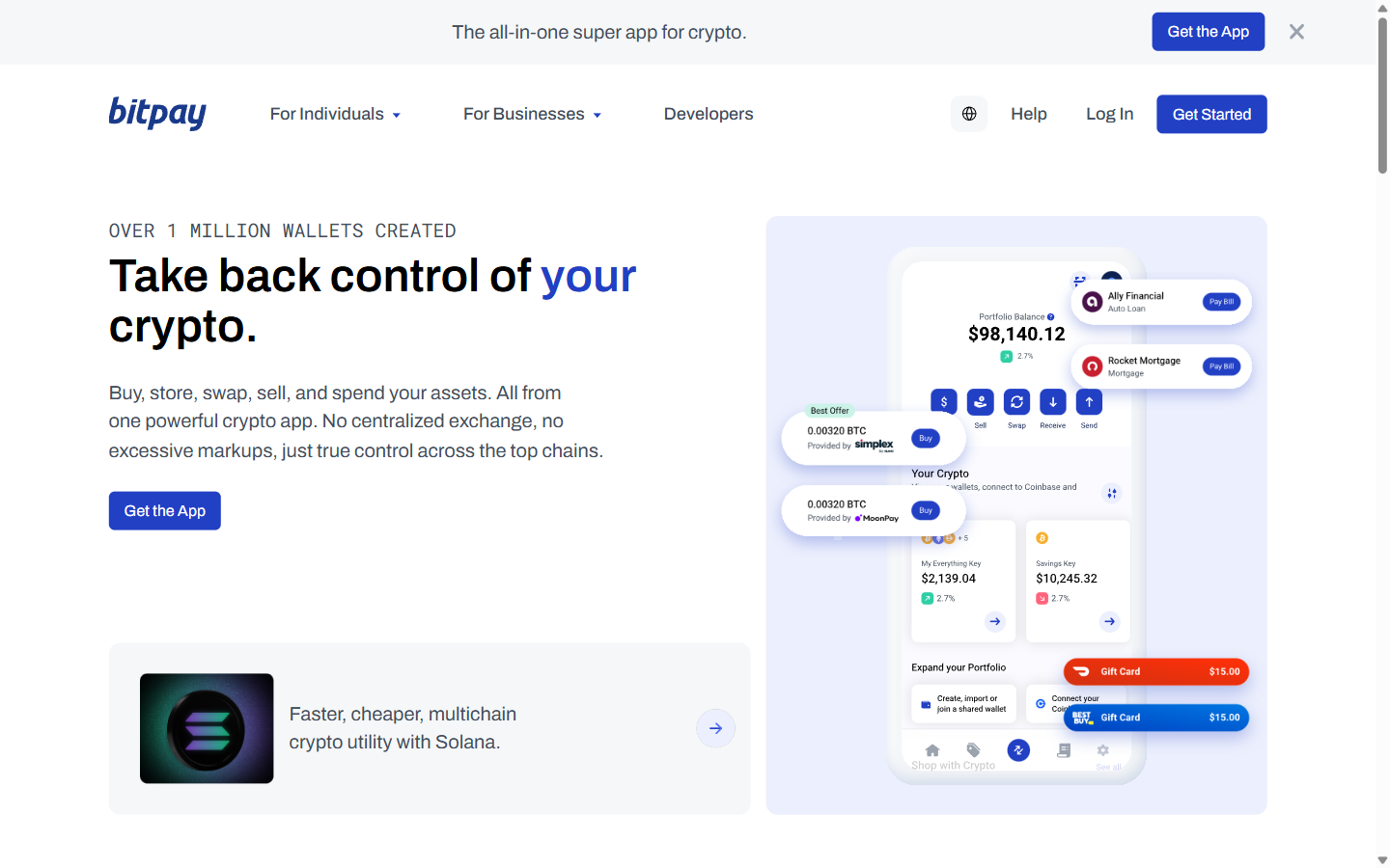BitPay homepage - accept Bitcoin payments since 2011