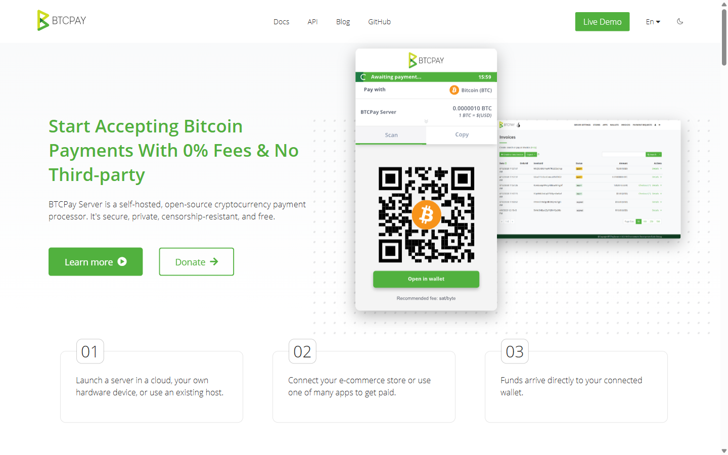 BTCPay Server payment request creation