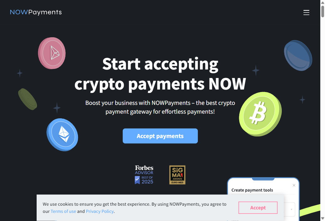 NOWPayments payment link creation interface