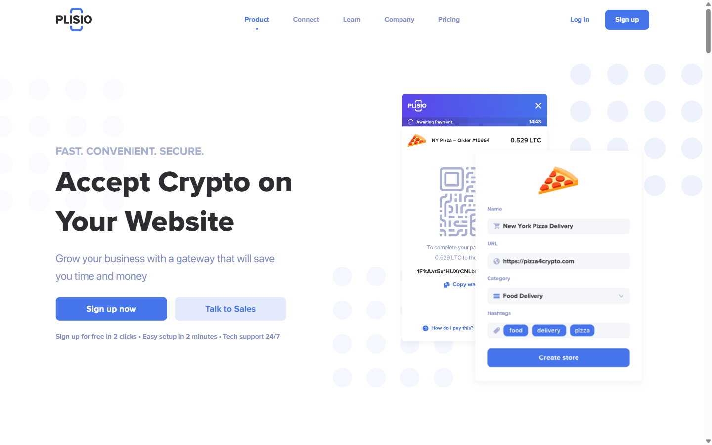 Plisio homepage - crypto payment gateway with white-label checkout