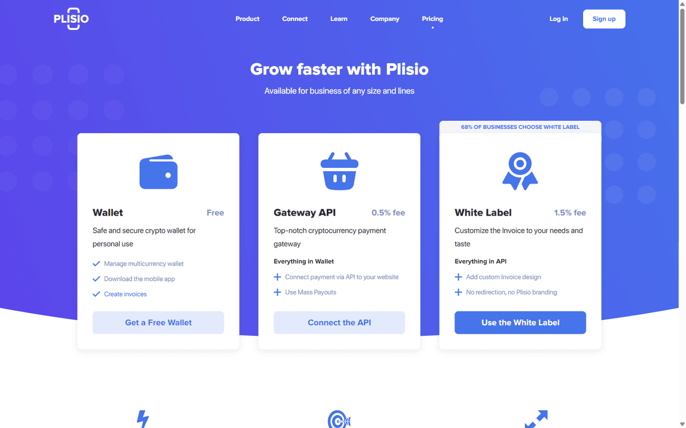 Plisio pricing - 0.5% transaction fee with no monthly costs